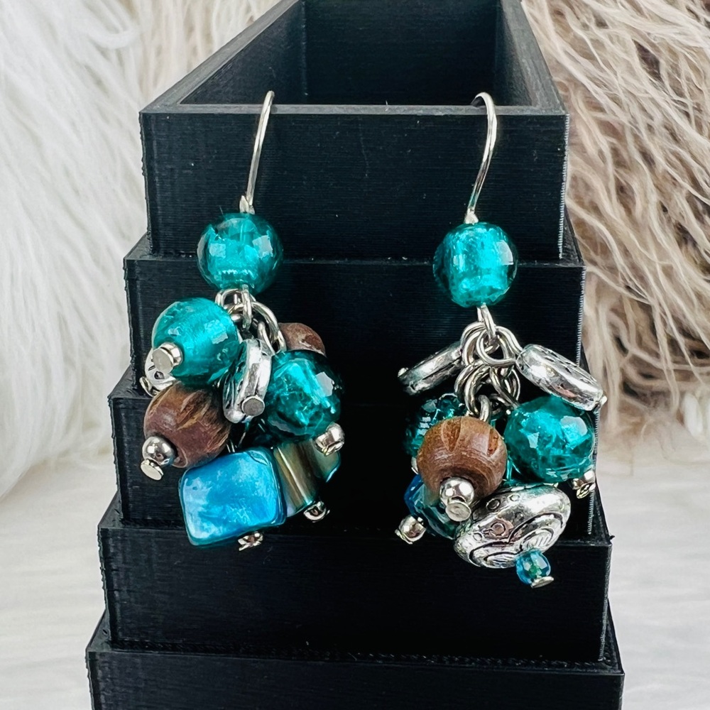 Beautiful, Silvertone, Multi Colored Bead Cluster… - image 1